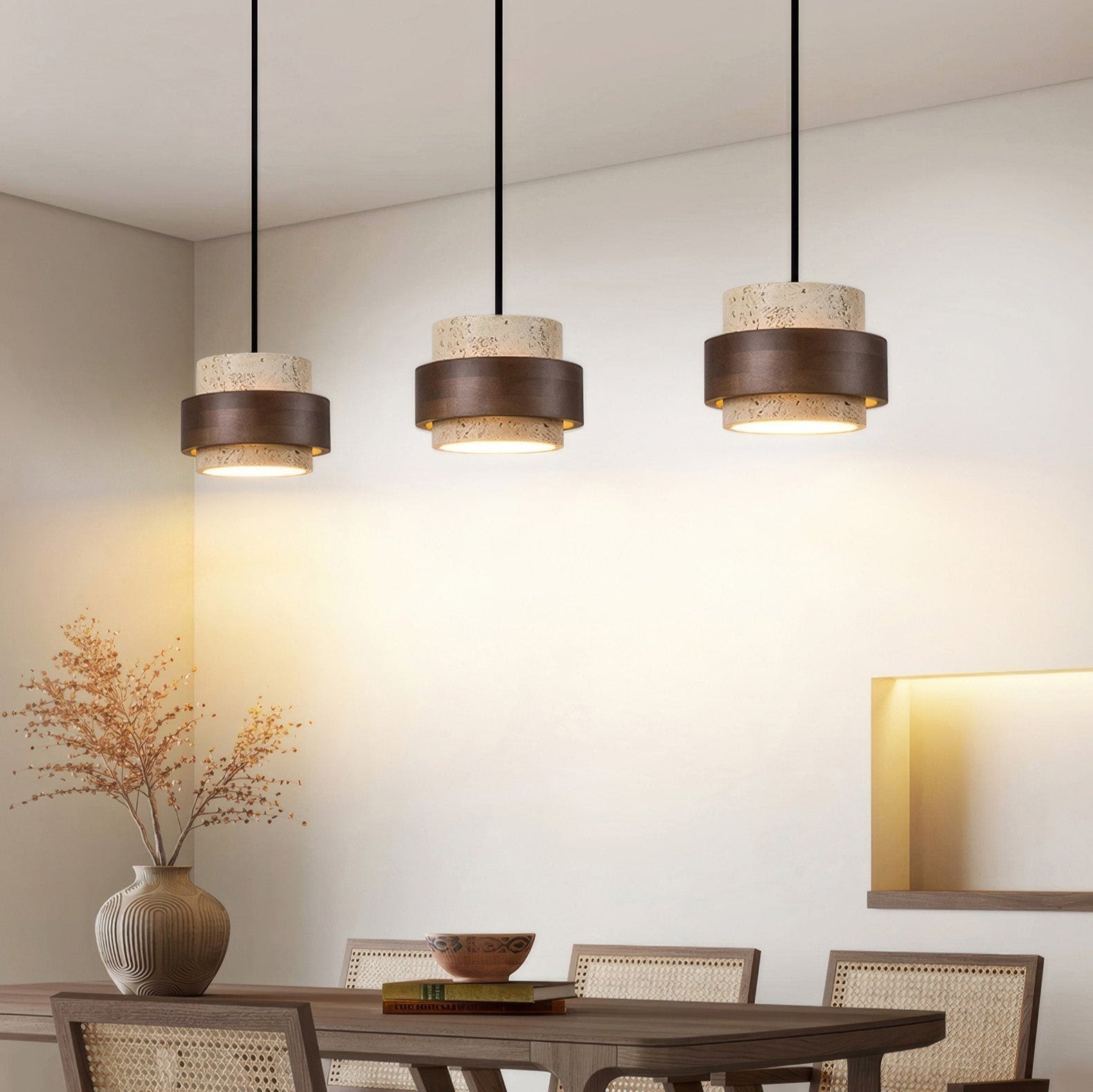 Ascend Retro Stone Pendant Light | Wabi-Sabi Kitchen Pendant Lighting with Adjustable Height and Warm LED Illumination 2