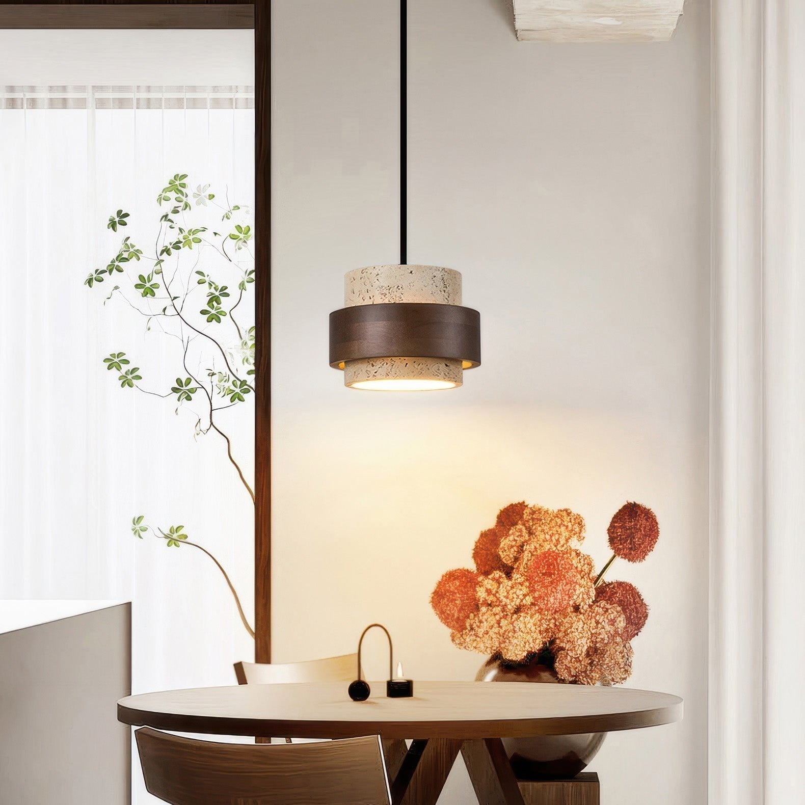 Ascend Retro Stone Pendant Light | Wabi-Sabi Kitchen Pendant Lighting with Adjustable Height and Warm LED Illumination 3