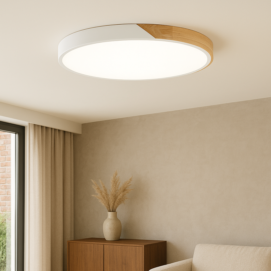 Nordic Flush Mount Ceiling Light in Natural Wood Finish 2