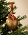 Antique Gold Metal Bell with Velvet Ribbon 0
