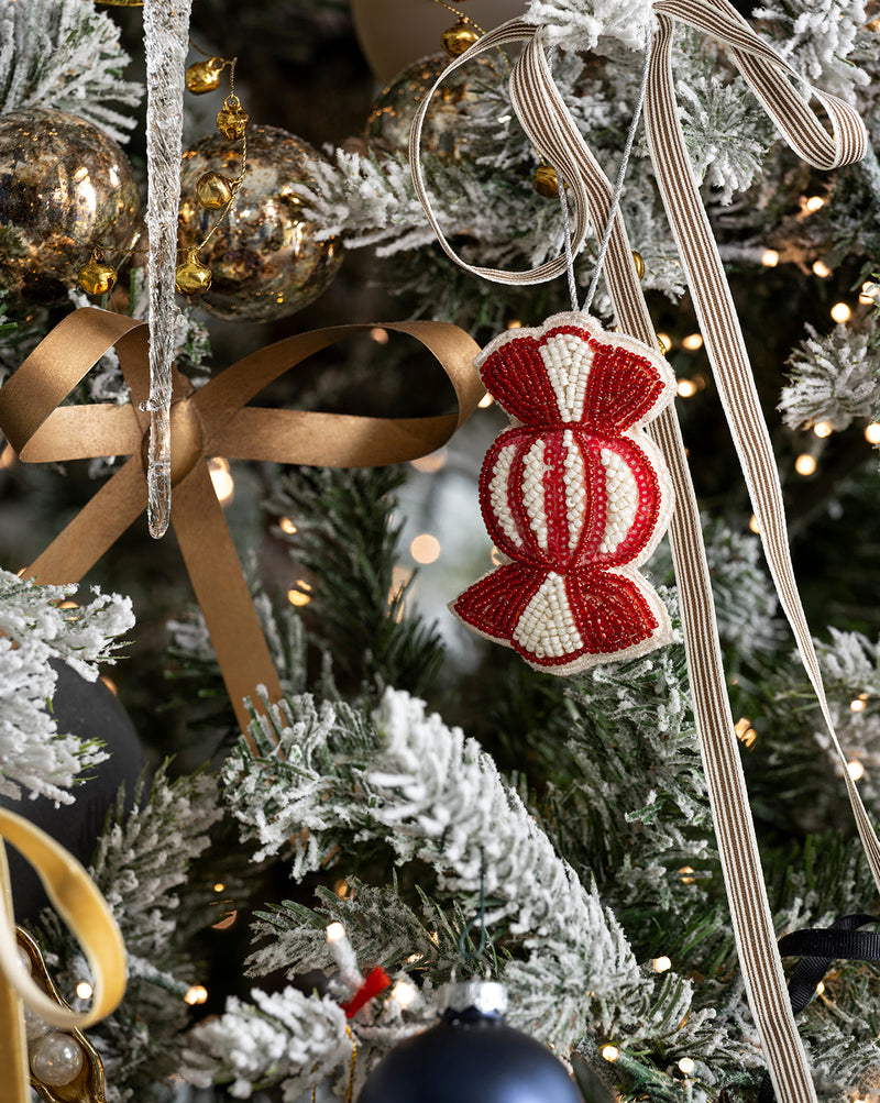 Handmade Beaded Candy Fabric Ornaments (Set of 3) 1