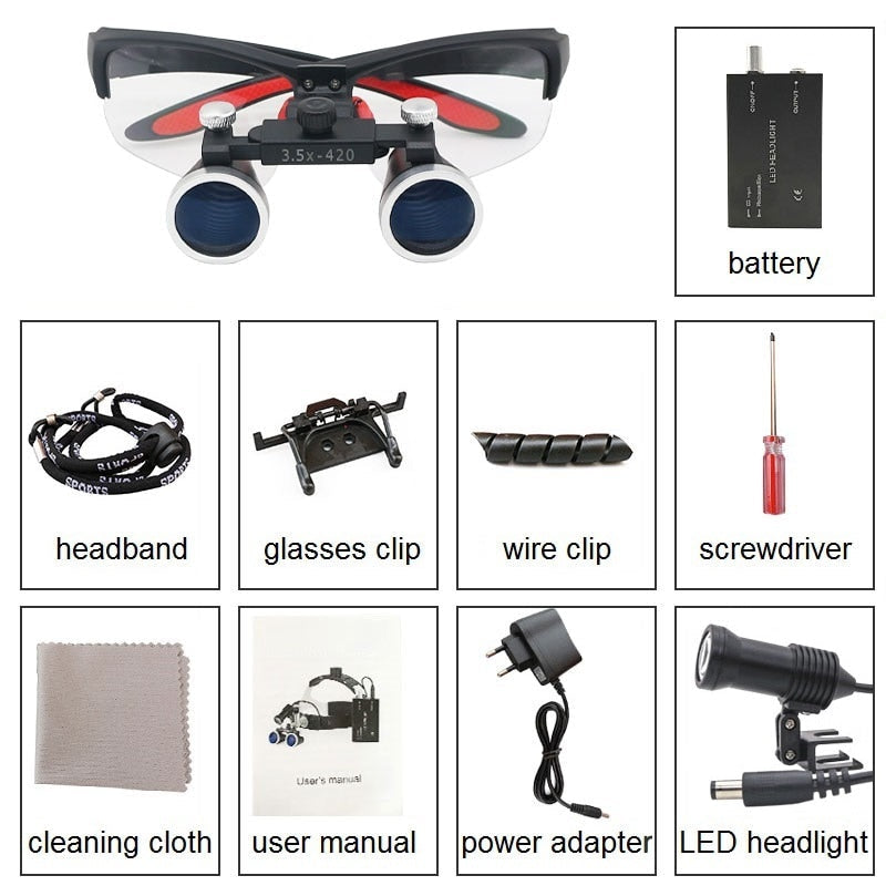 Conjunto Profissional de Lupas Dentárias NovaLume para Dentistas e Profissionais de Saúde Oral