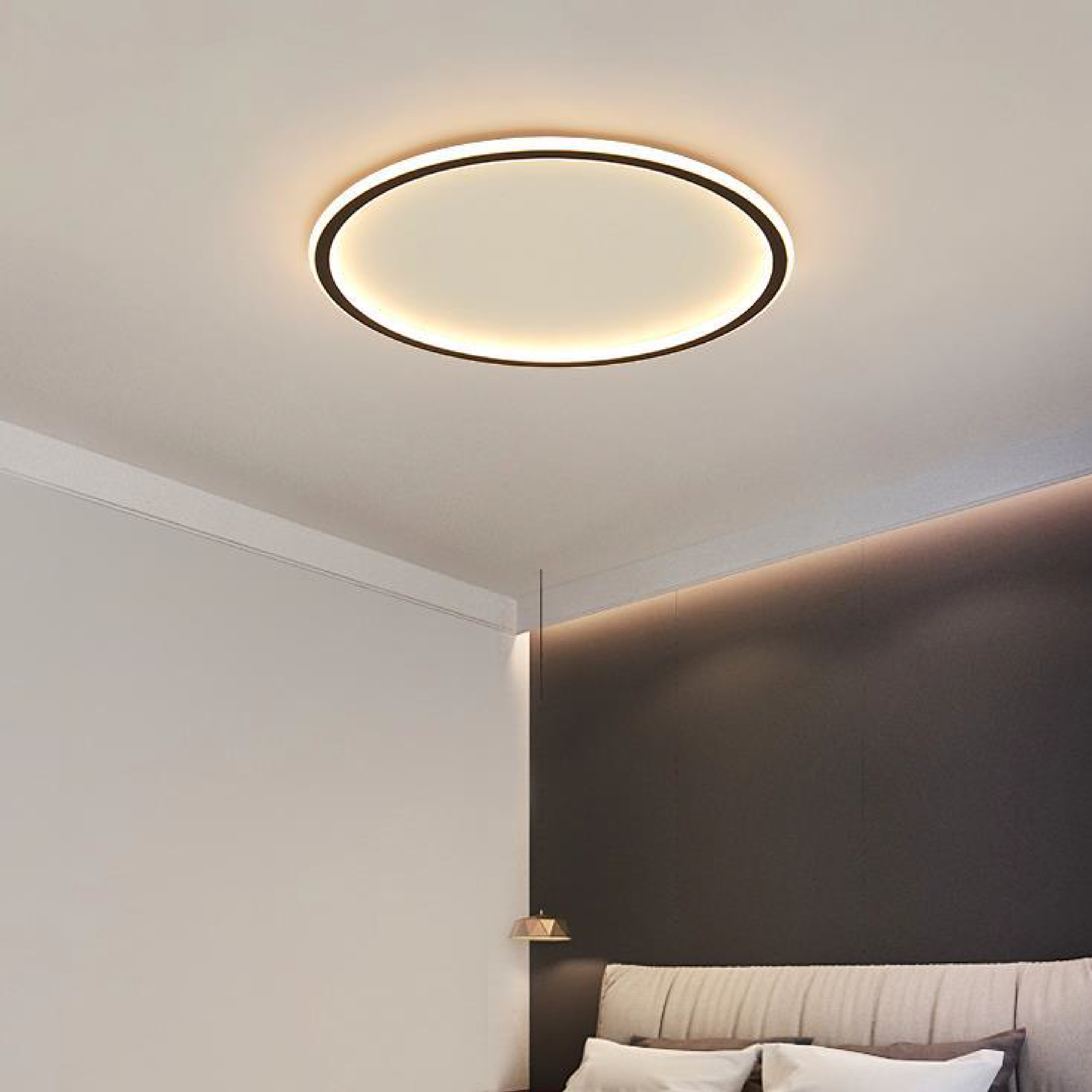 Scandinavian Round Flush Mount Ceiling Light Fixture by Mysaglobe - LED Lighting for Modern Spaces 5