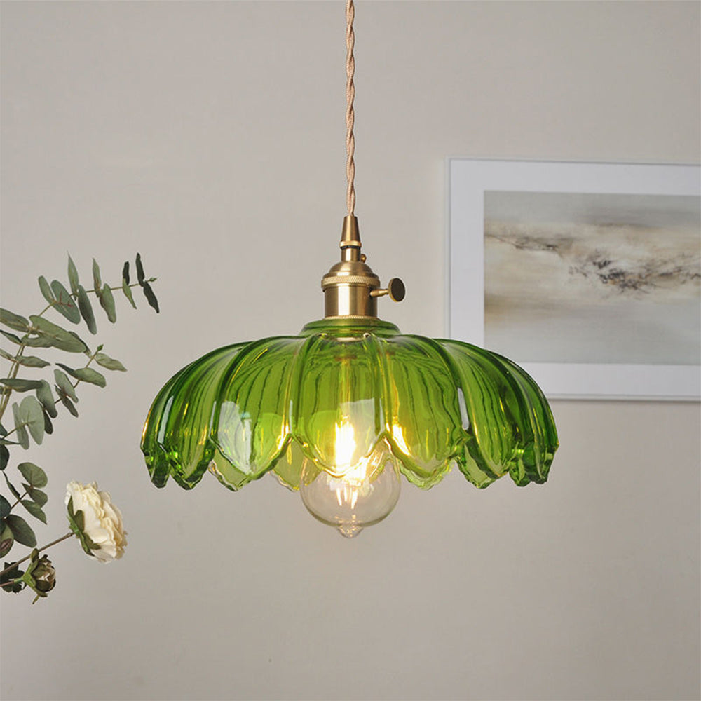 Sculpted Glass Flower Pendant Light for Modern Kitchen and Dining Spaces 0